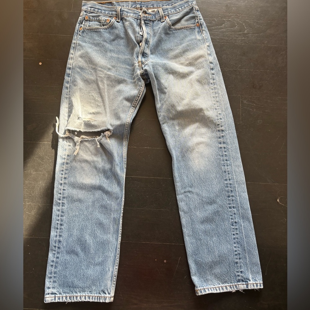 Levi’s Vintage 501XXX W36 L34, waist 16.5” and inseam 19”. See pic